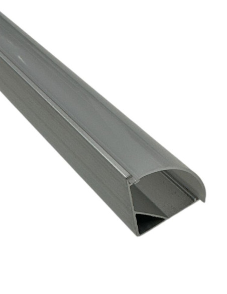 Profilé d'angle LED en métal anodisé LIBA0433MM de 2 m, avec revêtement satiné et accessoires.